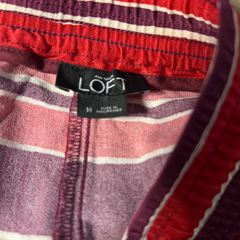 Loft Striped Viscose Pull On Shorts Drawstring Size Medium‎ - Picture 4 of 4